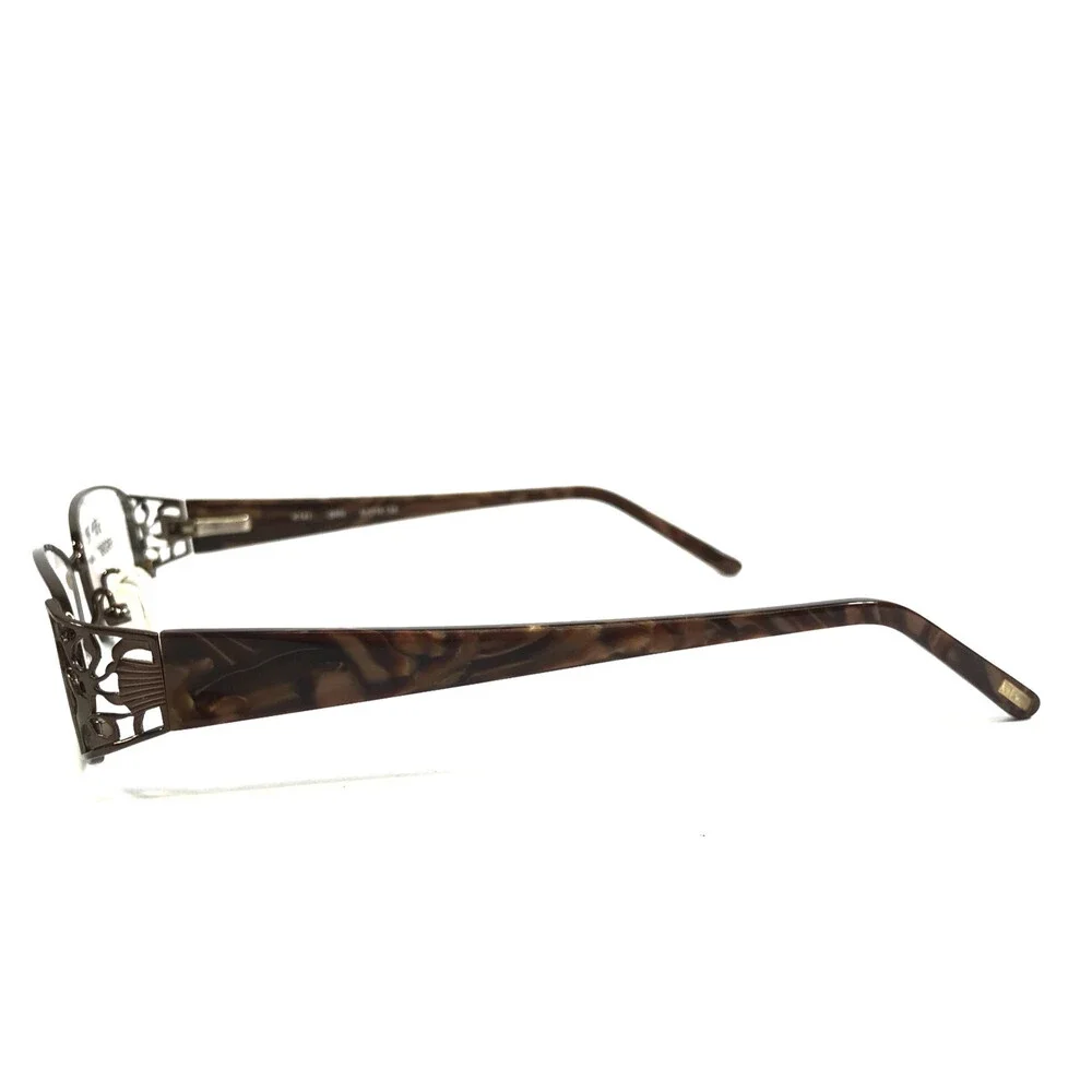 Kay Unger Eyeglasses Frames K141 BRN Brown Rectangle Marble Wire Rim 51-18-135